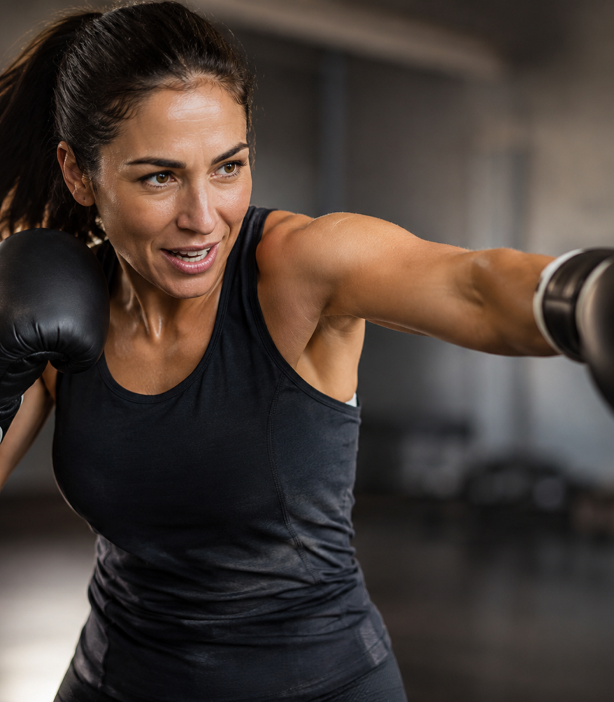 Adult fitness kickboxing training